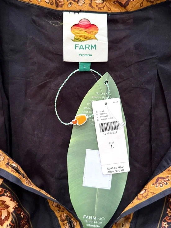 FARM Rio Majestic Garden Black Floral Belted Mini Dress, NWT 🇧🇷 - Picture 16 of 16